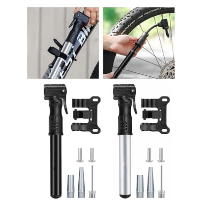 Mini Bike Pump Portable Frame Pump, High Pressure Shock Pump for Bike Shock, Air Ball Pump Inflator with Ball Pump Needles, Mini Pump Fits Standard Presta & Schrader - color: Black