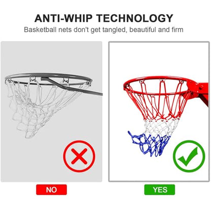 NEIJIANG Basketball Net Replacement, 2025 Upgrade Thick Professional Basketball Nets Heavy Duty Outdoor, All Weather Anti Whip Color Never Fade -12 Loops - style: 1Pc