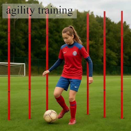 Soccer Agility Training Equipment, 6 Adjustable Soccer Training Agility Poles, 1 Speed Agility Ladder,10 Soccer Agility Cones for Training, 1 Jump Rope + Storage Bag for Youth Soccer Drills