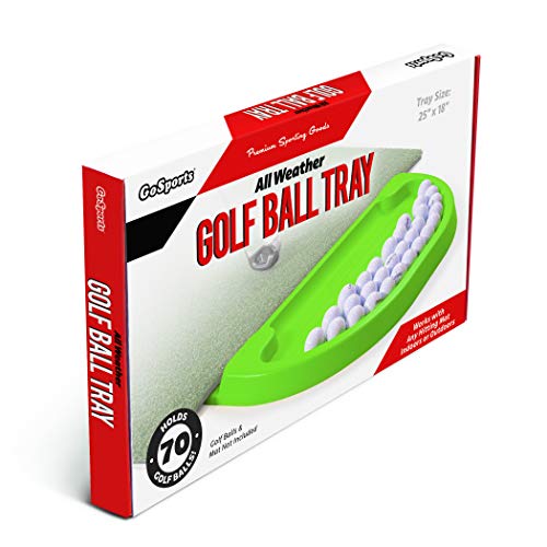 GoSports All-Weather Golf Ball Trays with 70 Ball Capacity - Black or Green - Compatible with All Hitting Mats - color: Green