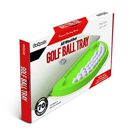 GoSports All-Weather Golf Ball Trays with 70 Ball Capacity - Black or Green - Compatible with All Hitting Mats - color: Green
