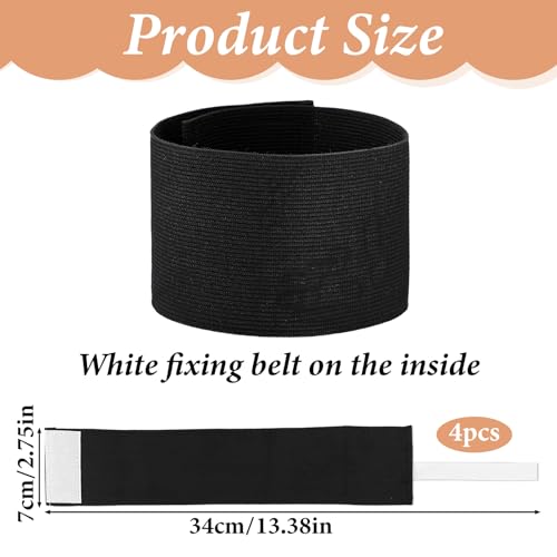 4 Pcs Black Arm Bands Elastic Arm Band Adjustable Leader Captain Bands Soccer Sport Armband for Volleyball Basketball Team