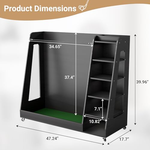 Zevemomo Wooden Golf Bag Organizer with Wheels, Golf Storage Organizer for Garage, 3 Golf Bag Storage Rack, Holds 3 Golf Bags and Golf Equipment, Suitable for Garage Home Golf Club, Black
