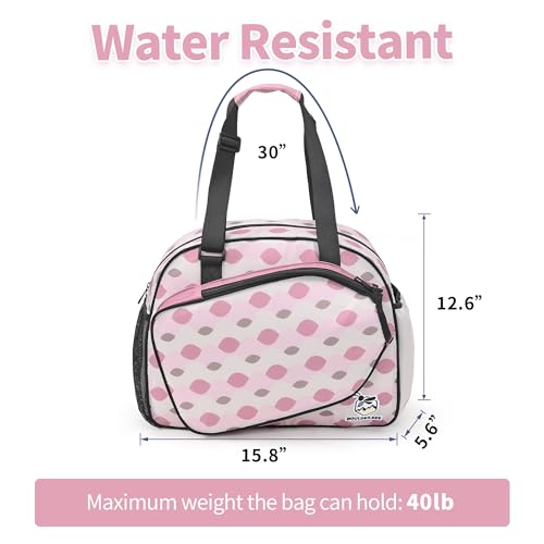 Boulder Bee Pickleball Bags, Premium Pickleball Tote Bag for Girls, Women’s Hand/Shoulder Gym Bag w Water Bottle Holder, with Pickleball Racquet/Paddle Holder - color: Pink Wave
