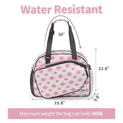Boulder Bee Pickleball Bags, Premium Pickleball Tote Bag for Girls, Women’s Hand/Shoulder Gym Bag w Water Bottle Holder, with Pickleball Racquet/Paddle Holder - color: Pink Wave