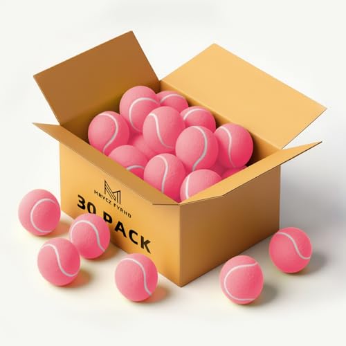 30/40 Pack Training Tennis Balls, Pet Dog Playing Balls, Practice Tennis Balls with Mesh Bag for Transport and Beginner Training - color: Pink-30Pack