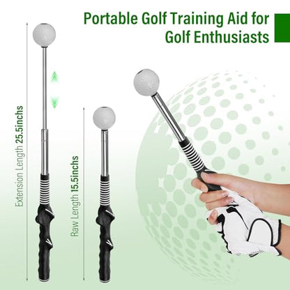 Golf Swing Trainer & Grip Trainer – Retractable Telescopic Practice Stick with Auditory Click Feedback, Flexible Tempo & Chipping Aid for Right-Handed Golfers, Indoor/Outdoor Use