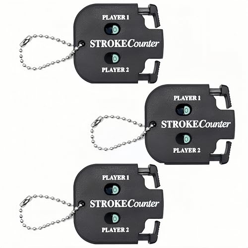 3pcs Portable Golf Stroke Counters, Mini Square Design Score Keeper Hanging Rope Stroke Counter, 2 Player Clicker for Golf Training Competitions &