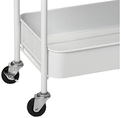 CAXXA 3-Tier Rolling Metal Storage Organizer - Mobile Utility Cart Kitchen Cart with Caster Wheels, White - color: White