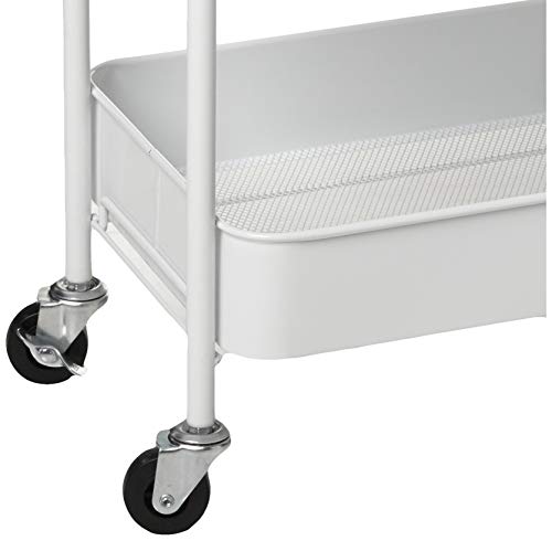 CAXXA 3-Tier Rolling Metal Storage Organizer - Mobile Utility Cart Kitchen Cart with Caster Wheels, White - color: White