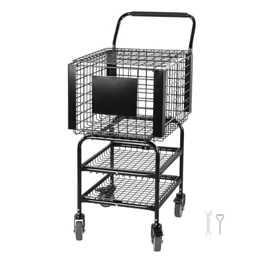 Tennis Ball Basket Cart Large Capacity Wheeled Tennis Ball Hopper Holds 350 Balls for Teaching & Court Use