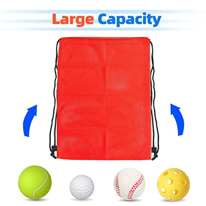 GSE Games & Sports Expert 19"x15" Red Mesh Backpack Bag. Mesh Drawstring Sports Equipment Sackpack for Gym Gear, Swimming, Toys, Baseballs/Softballs, Pickleballs - color: Red, style: 19"x15" Backpack(1-pack)
