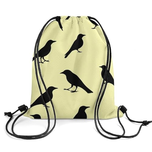 Waterproof Drawstring Bag Gym Sack Sports Backpack for Hiking Swimming Beach Yoga Gear Lightweight Unisex, Black Crow Raven Bird Bags - color: Picture (502)