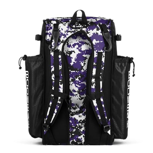 Boombah Superpack Bat Pack - Backpack Version (no wheels) - Holds 4 Bats - Camo Series - Multiple Color Options - color: Black/Purple