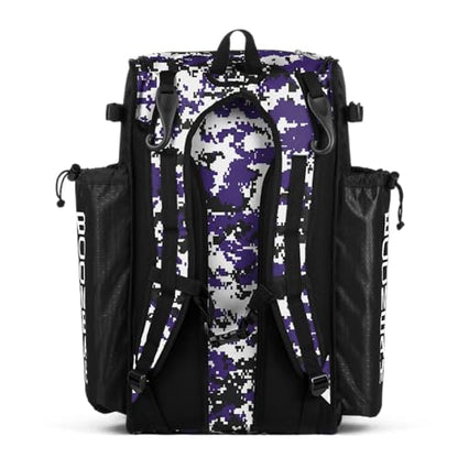 Boombah Superpack Bat Pack - Backpack Version (no wheels) - Holds 4 Bats - Camo Series - Multiple Color Options - color: Black/Purple