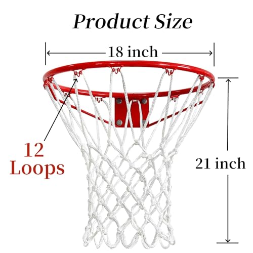 2 Pack Heavy Duty Basketball Net Replacement,2025 Upgrade Heavy Duty Basketball Net, All Weather Anti Whip,12 Loops Fits Standard Indoor or Outdoor Rims - color: White+White&Red&Blue