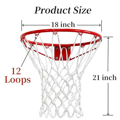 2 Pack Heavy Duty Basketball Net Replacement,2025 Upgrade Heavy Duty Basketball Net, All Weather Anti Whip,12 Loops Fits Standard Indoor or Outdoor Rims - color: White+White&Red&Blue
