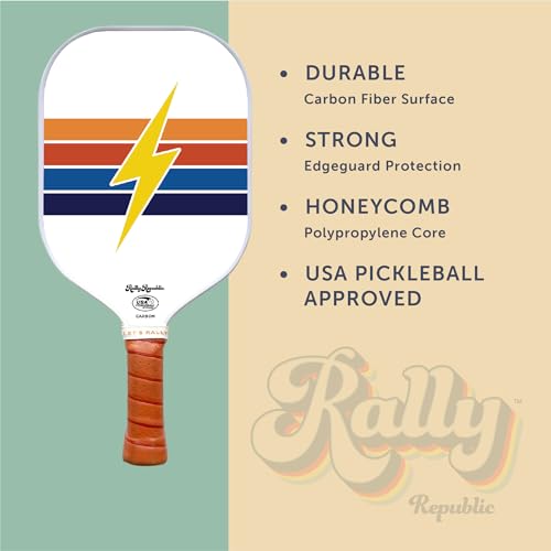Officially Licensed Pickleball Paddle - USA Pickleball Association Approved Racket - Lightweight Honeycomb Core, Carbon Fiber Exterior, Premium Leather Grip for Comfort