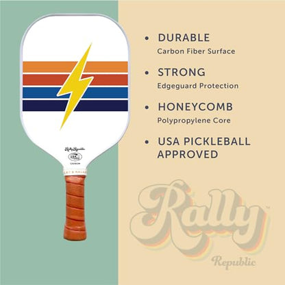 Officially Licensed Pickleball Paddle - USA Pickleball Association Approved Racket - Lightweight Honeycomb Core, Carbon Fiber Exterior, Premium Leather Grip for Comfort