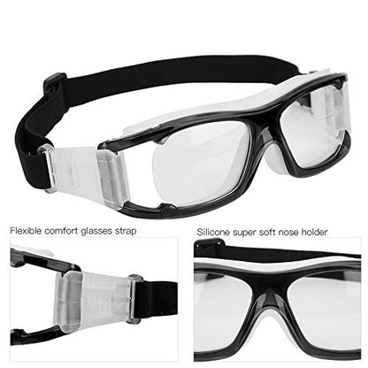 Basketball Training Goggles Frame, Protective Sports Glasses with AntiFog AntiScratch Windproof Lenses Adjustable Strap for Cycling Football Hiking Climbing (Black)