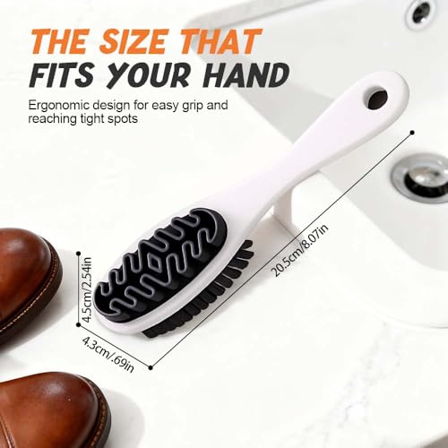 Suede Shoe Brush and Eraser,2 in 1 Scrub Suede Shoe Brush, Rubber Polish Eraser with Soft Plastic Bristles for Nubuck Cleaning (White Handle/3pcs) - color: White Handle/3pcs