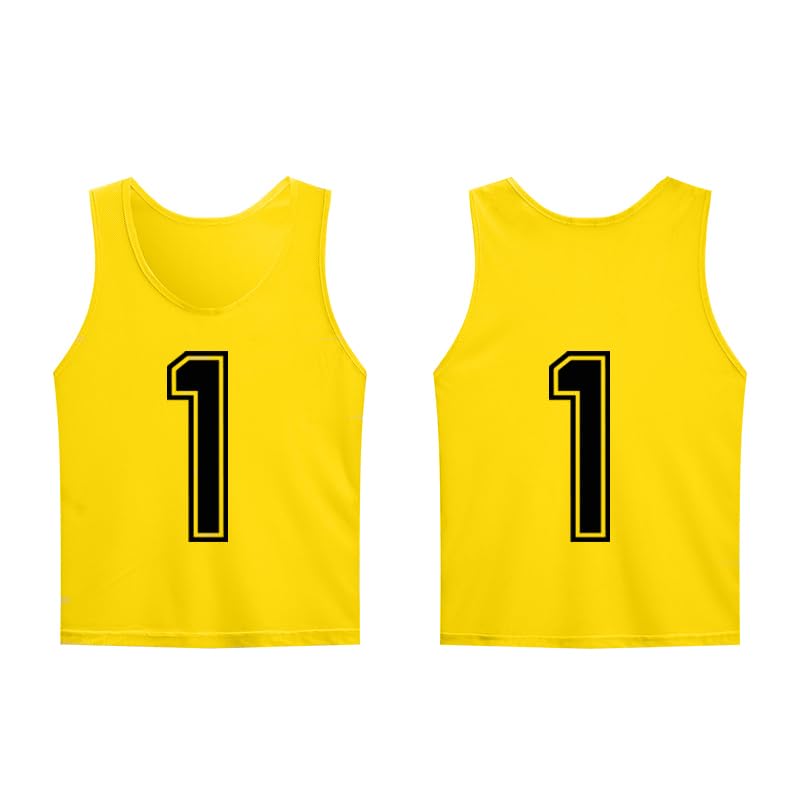 Set of 12 (1-12) Numbered Pinnies/Scrimmage Vest/Team Practice Jerseys for Children Youth Adult
