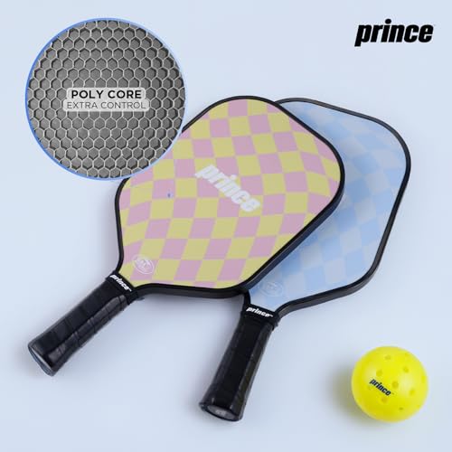 Prince - Pickleball Set for 6 Players with Paddles, Precision Engineered Pickleball Balls with 40 Holes Pattern, Ideal for Sports Enthusiasts - size: Paddles - Fiberglass
