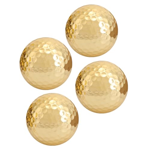 4Pcs Portable Double Layer Gold Plating Golf Ball Accessory Golden for Long Distance High Visibility Practice Training
