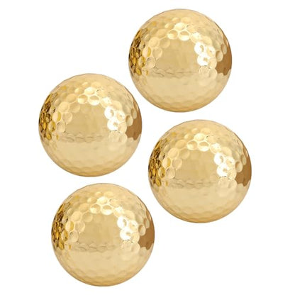 4Pcs Portable Double Layer Gold Plating Golf Ball Accessory Golden for Long Distance High Visibility Practice Training