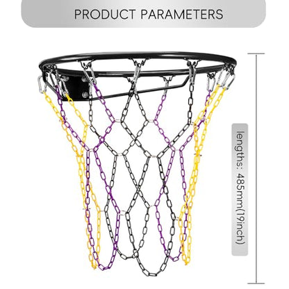 Dakzhou Basketball net, Metal Chain Net Braided Permanent Rust Proof (12 Links), Quick Installation - color: Purple/Yellow/Black