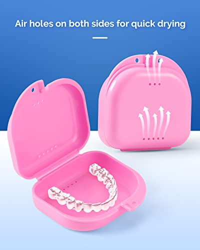 JMU Retainer Case with Vent Holes, Orthodontic Storage Case, Travel Box for Aligner & Mouth Guard (2 Pcs, Pink and Blue) - color: Blue/Pink