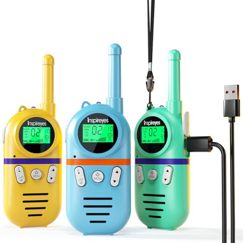Inspireyes Walkie Talkies for Kids, Rechargeable Long Range 3 Pack, Kids Toys for Boys Girls Ages 3-12, 2 Way Radio Toy, Outdoor Adventure Toys, Camping Hiking Gear, Birthday Gifts for Kids - color: Mint Garden, size: 3 Pack