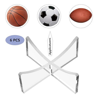 Acrylic Ball Stand Holder, 6-Pack Display Stands for Football Basketball Soccer, Volleyball Rugby Clear Case Rack - size: 3.54x1.3 inch