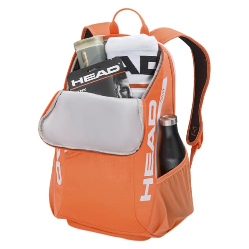 HEAD Tour Tennis Backpack 25L - Holds 2 Racquets, Shoe Compartment, Phone Pocket, Water Bottle & Ball Can Pockets - color: Orange