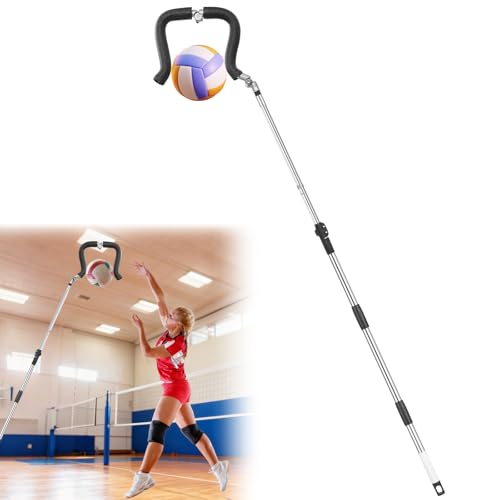 Volleyball Spike Trainer, Retractable Length 64"-85" Volleyball Hitting Trainer - Real Ball Feel for Serving/Spiking/Jump Training - Perfect for Beginners & Pros (No Ball Included)