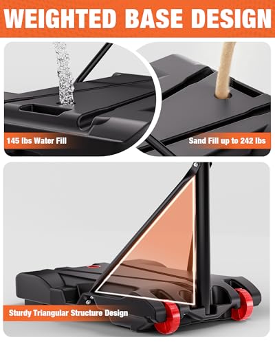 SPOYNAL LED Portable Basketball Hoop for Teens, Adjustable Height 3.8 FT–7 FT Goal System, with Fillable Base & Wheels | Perfect for Driveway, Poolside, Garage & Night Training, Pool Basketball Hoop
