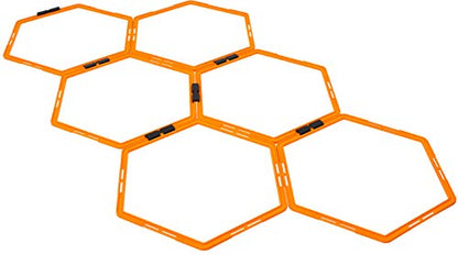 Max4out Hex Agility Rings Set of 6/12 Rings for Speed & Agility Footwork Training, Hexagon Ladder with Fitness Equipment Sport Workout Home Gym, Kids and Adults (Orange)