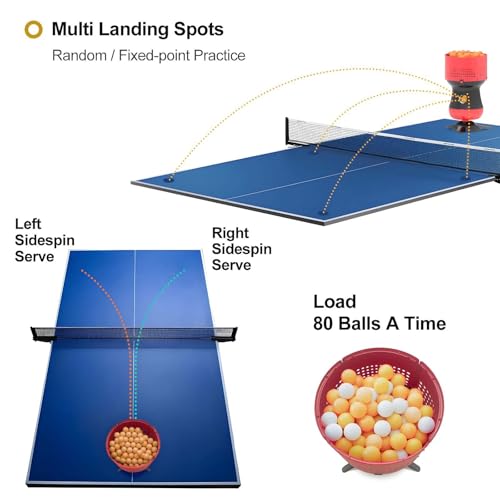 Portable Ping Pong Robot, Ball Trainer Machine with Remote & 5-Level Adjustments - Simulates Real Opponent for Defense/Attack Drills, Club or Home Use BallMachinewith100Ball - size: BallMachinewith100Ball