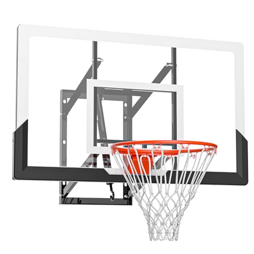 IGL In ground Basketball Hoops Outdoor, 10ft Height Adjustable Basketball Goal In ground with Shatterproof Backboard and Pro-Style Rim - size: 52 inch Backboard - Wall Mount