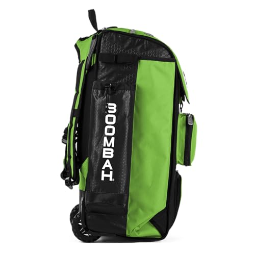 Boombah Catchers Superpack Hybrid Rolling Bat Bag - Multiple Colors - Wheeled & Backpack Version - color: Black/Lime Green