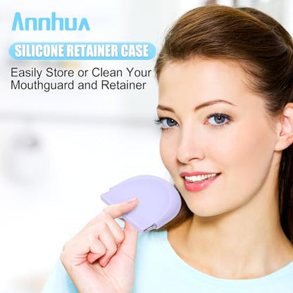 Silicone Retainer Case Mouthguard Case, Cute Partial Denture Case Night Guard Case with Vent Holes, Slim Retainer Holder Case Aligner Case - Light Blue - color: Light Blue