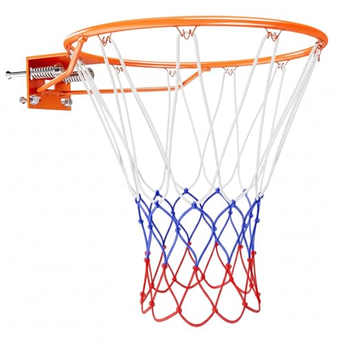 Basketball Hoop Wall Mount 18" Basketball Rim Replacement, Heavy Duty Wall Mount Hoop with Dual Spring Shock Absorption, Easy No-Drill & Drill Installation for Outdoor Indoor Use