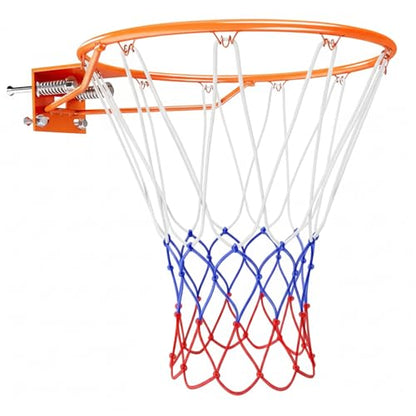Basketball Hoop Wall Mount 18" Basketball Rim Replacement, Heavy Duty Wall Mount Hoop with Dual Spring Shock Absorption, Easy No-Drill & Drill Installation for Outdoor Indoor Use