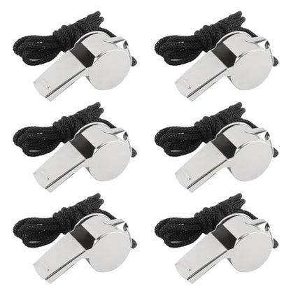 Whistle, 6 PCS Whistle for Coaches Stainless Steel Whistles with Lanyard Referee Whistle Emergency Coach Whistles Teacher Whistle Loud Crisp Sound Whistle for Adults Teachers Sports Pet Training