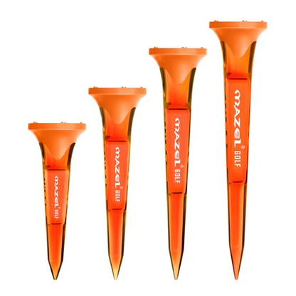 MAZEL Transparent Plastic Golf Tees 8 Pack,Enhanced Durability & Stability Plastic Tees with 5 Prongs,Minimize Friction and Side Spin - color: Deep Orange