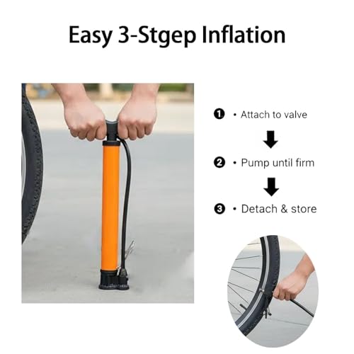 Portable Floor Bike Pump with Dual Presta & Schrader Valves – Includes Ball Needle for Inflating Balls & Tires, Heavy-Duty Air Pump for Bicycles, Mountain Bikes & Sports Equipment