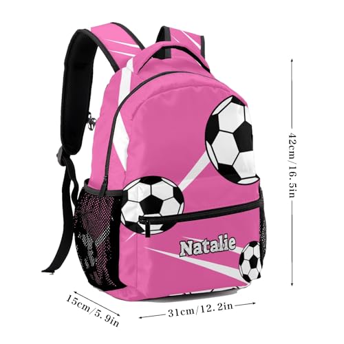 Sport Soccer Player Number Team Name Pink Personalized School Backpack for Teen Kid-Boy/Girl Primary Daypack Travel Bookbag - color: Option 34