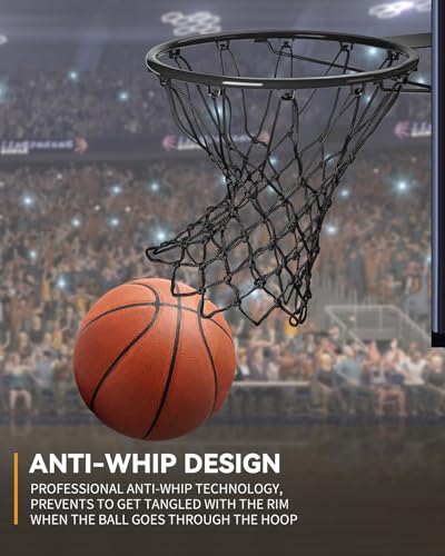 Professional Basketball Net Replacement Heavy Duty, Upgraded Durability [7.16oz], All Weather Anti Whip, Fits Standard Indoor Outdoor Rims - 12 Loops - style: Black