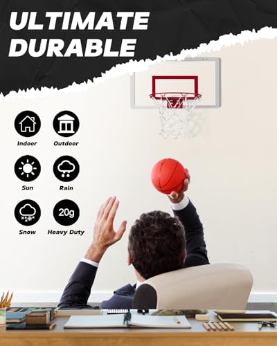Mini Basketball Net Replacement 8 Loops, 2 Pack — Heavy-Duty 12" Nylon, Fits 8"-10.25" Hoops for Indoor Door & Outdoor Play