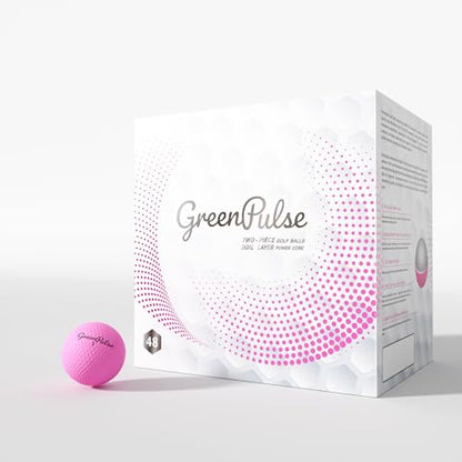 GREENPULSE Drive+ Distance Golf Balls – 2-Piece, Soft Feel with Low Spin Design for Maximum Distance - color: Pink, size: 48 Pack
